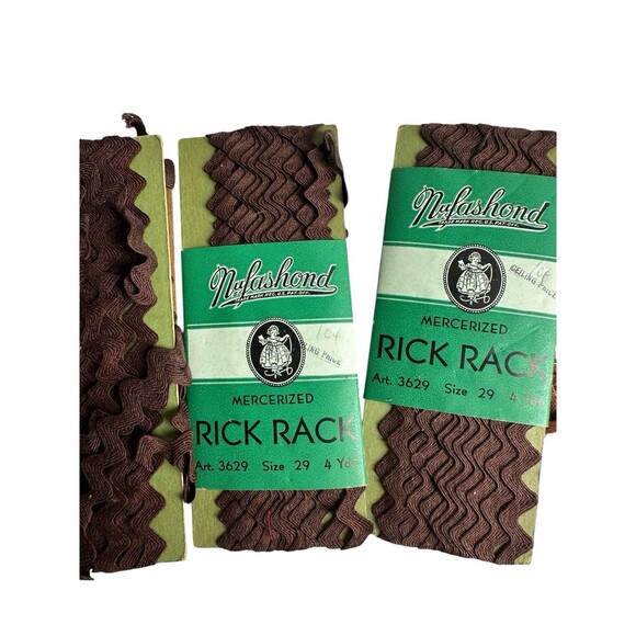 Vintage Mercerized Rick Rack Trim Lot Sewing Craft Supply Brown Beige - Picture 4 of 9